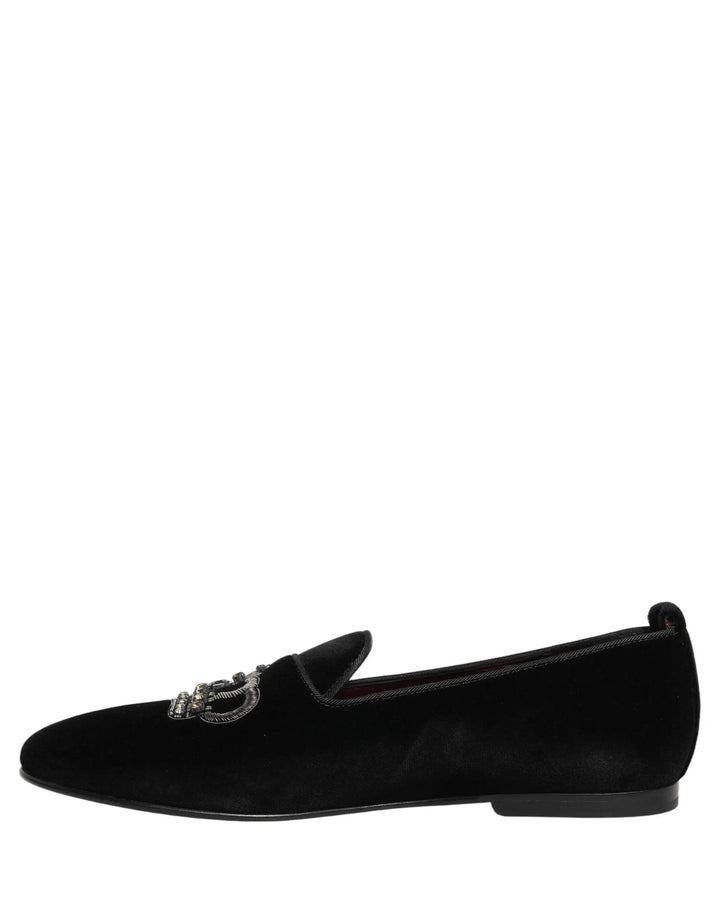Dolce &amp; Gabbana Sample Sale | Dolce &amp; Gabbana Black Crown Embellished Dress Loafers Shoes - | Designer outlet