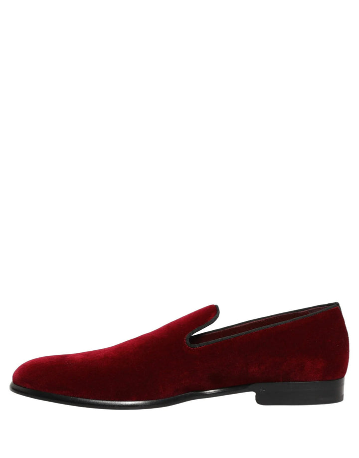 Dolce &amp; Gabbana Sample Sale | Dolce &amp; Gabbana Maroon Velvet Slip On Men Dress Loafers Shoes - | Designer outlet