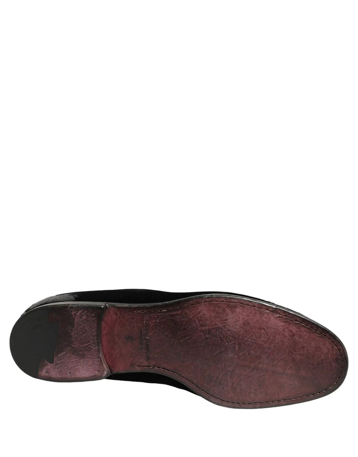 Dolce &amp; Gabbana Sample Sale | Dolce &amp; Gabbana Black Velvet Loafers Formal Men Dress Shoes - | Designer outlet