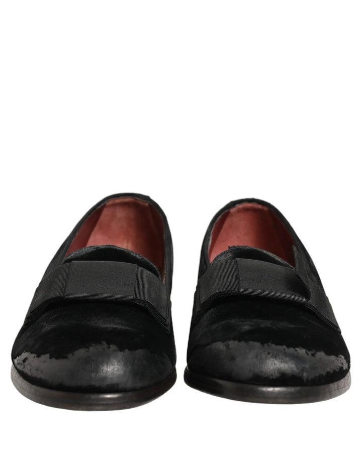 Dolce &amp; Gabbana Sample Sale | Dolce &amp; Gabbana Black Velvet Loafers Formal Men Dress Shoes - | Designer outlet