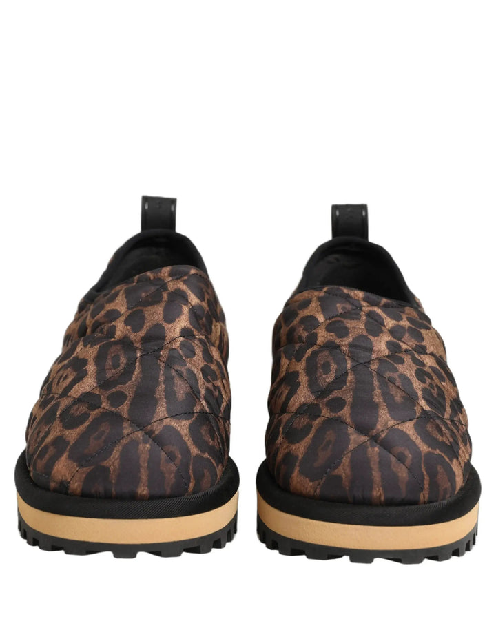 Dolce &amp; Gabbana Sample Sale | Dolce &amp; Gabbana Brown Leopard Print Quilted Men Sneakers Shoes - | Designer outlet