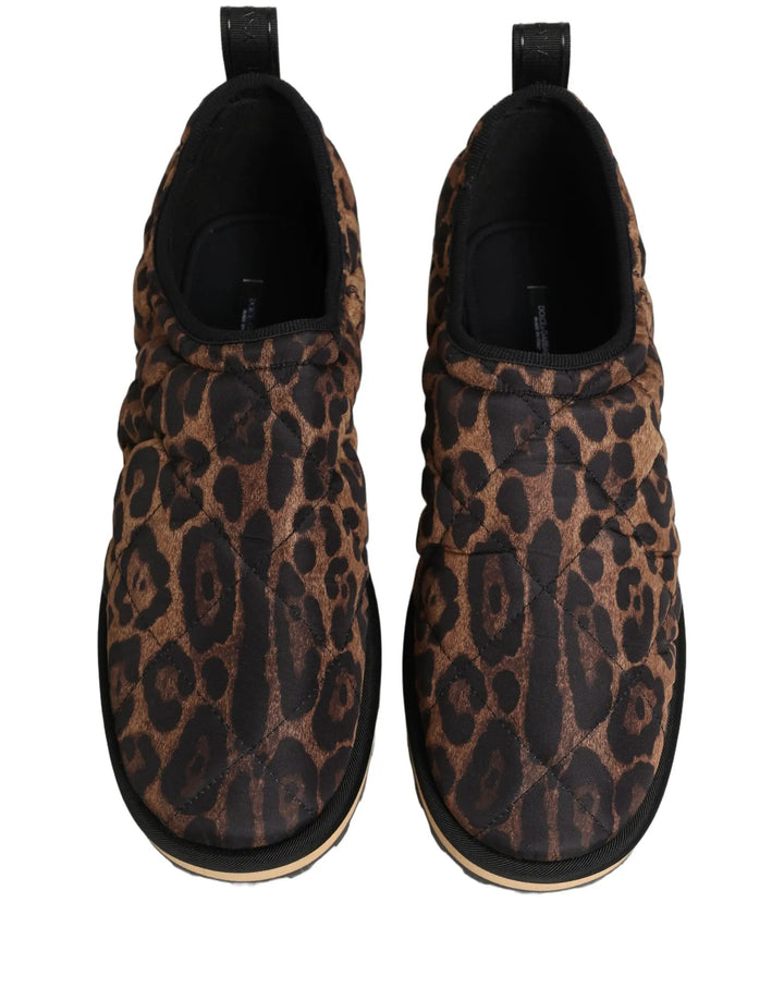 Dolce &amp; Gabbana Sample Sale | Dolce &amp; Gabbana Brown Leopard Print Quilted Men Sneakers Shoes - | Designer outlet