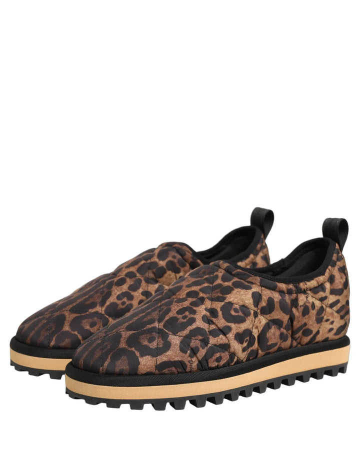 Dolce &amp; Gabbana Sample Sale | Dolce &amp; Gabbana Brown Leopard Print Quilted Men Sneakers Shoes - | Designer outlet