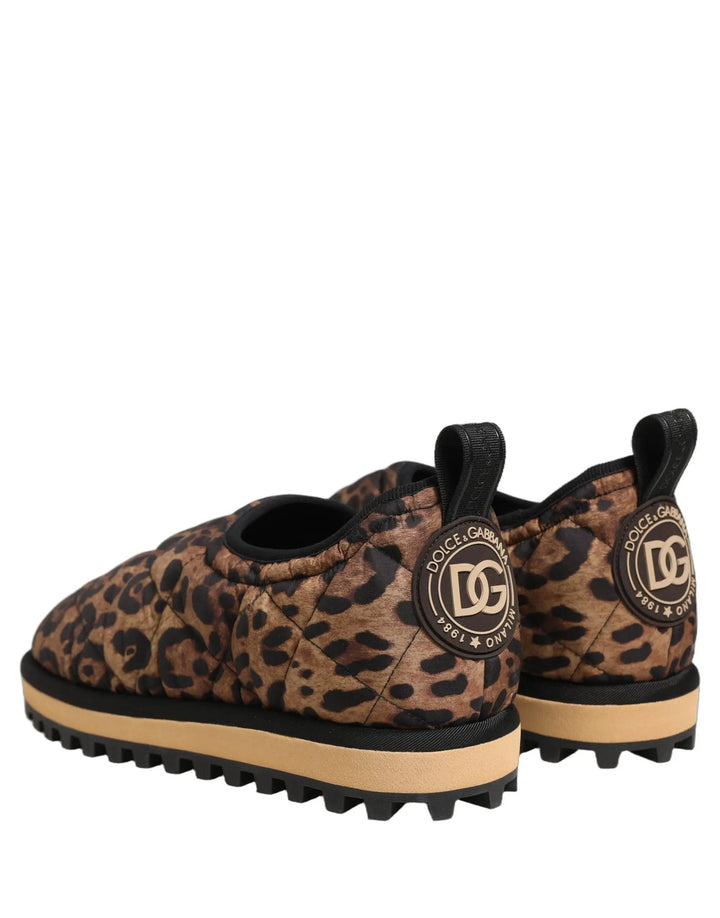 Dolce &amp; Gabbana Sample Sale | Dolce &amp; Gabbana Brown Leopard Print Quilted Men Sneakers Shoes - | Designer outlet
