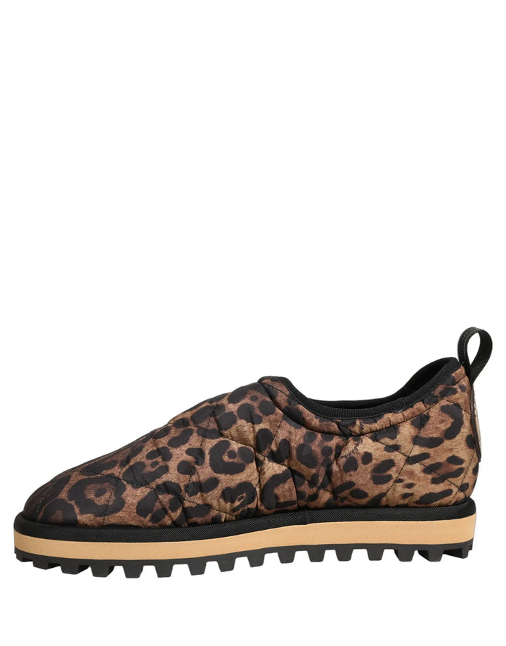 Dolce &amp; Gabbana Sample Sale | Dolce &amp; Gabbana Brown Leopard Print Quilted Men Sneakers Shoes - | Designer outlet