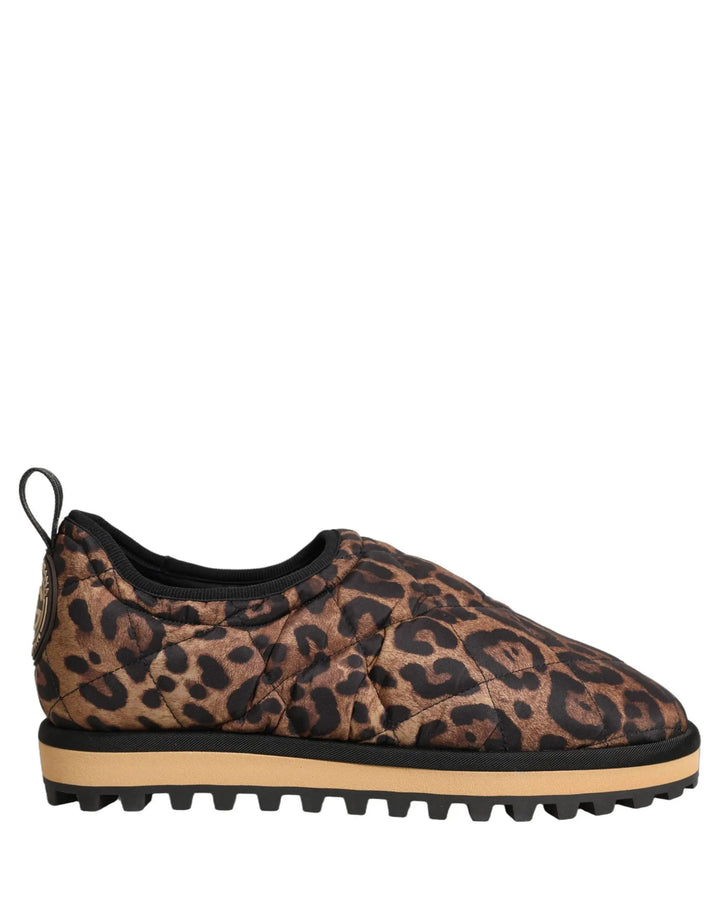 Dolce &amp; Gabbana Sample Sale | Dolce &amp; Gabbana Brown Leopard Print Quilted Men Sneakers Shoes - | Designer outlet
