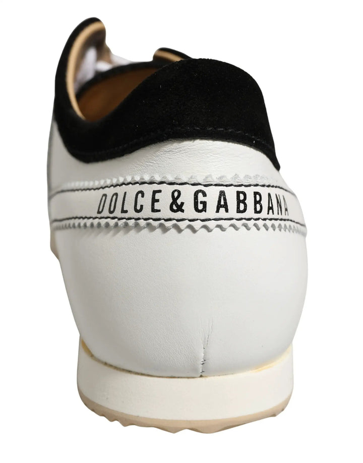 Dolce &amp; Gabbana Sample Sale | Dolce &amp; Gabbana Black White Leather Suede Low Top Sneakers Shoes - | Designer outlet