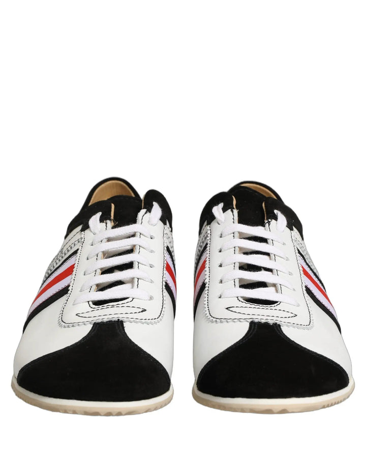 Dolce &amp; Gabbana Sample Sale | Dolce &amp; Gabbana Black White Leather Suede Low Top Sneakers Shoes - | Designer outlet