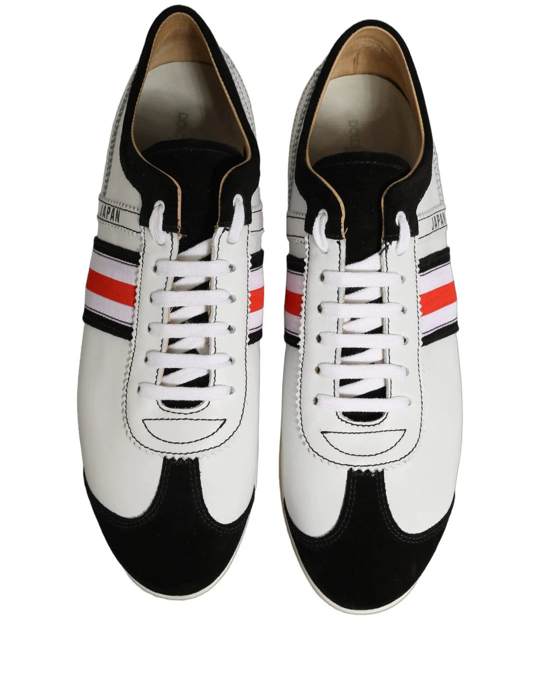 Dolce &amp; Gabbana Sample Sale | Dolce &amp; Gabbana Black White Leather Suede Low Top Sneakers Shoes - | Designer outlet