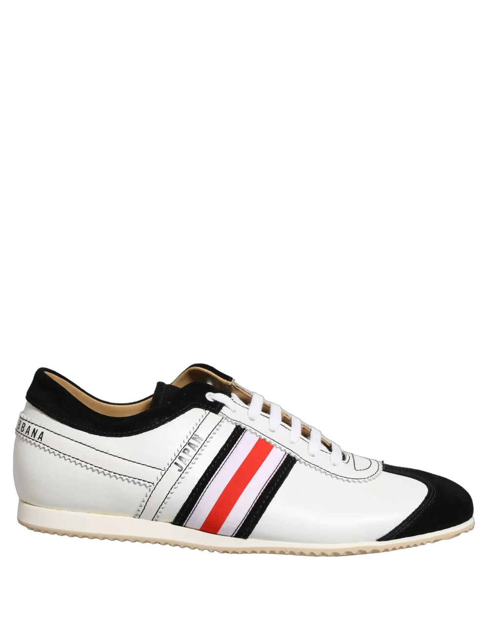 Dolce & Gabbana Sample Sale | Dolce & Gabbana Black White Leather Suede Low Top Sneakers Shoes - | Designer outlet