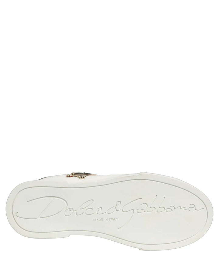 Dolce &amp; Gabbana Sample Sale | Dolce &amp; Gabbana White Patch Calfskin Nappa Portofino Sneakers Shoes - | Designer outlet
