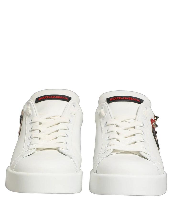 Dolce &amp; Gabbana Sample Sale | Dolce &amp; Gabbana White Patch Calfskin Nappa Portofino Sneakers Shoes - | Designer outlet