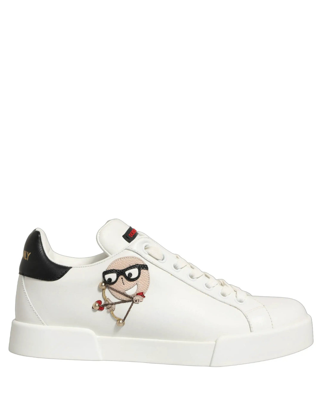 Dolce &amp; Gabbana Sample Sale | Dolce &amp; Gabbana White Patch Calfskin Nappa Portofino Sneakers Shoes - | Designer outlet