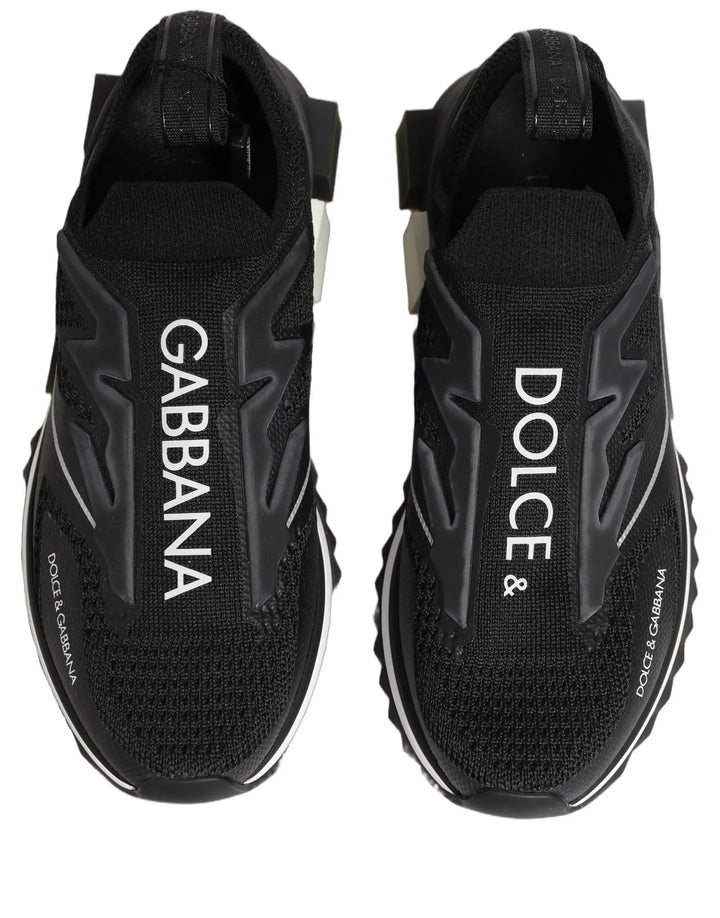 Dolce &amp; Gabbana Sample Sale | Dolce &amp; Gabbana Black White Sorrento Slip-On Logo Sneakers Shoes - | Designer outlet