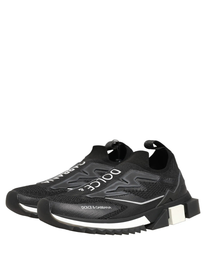 Dolce &amp; Gabbana Sample Sale | Dolce &amp; Gabbana Black White Sorrento Slip-On Logo Sneakers Shoes - | Designer outlet