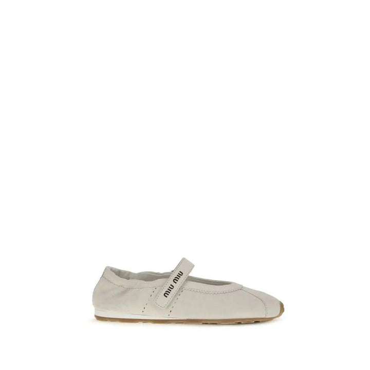 Miu Miu Sample Sale | Miu Miu White Calf Leather Bos Taurus Ballet Flats - | Designer outlet