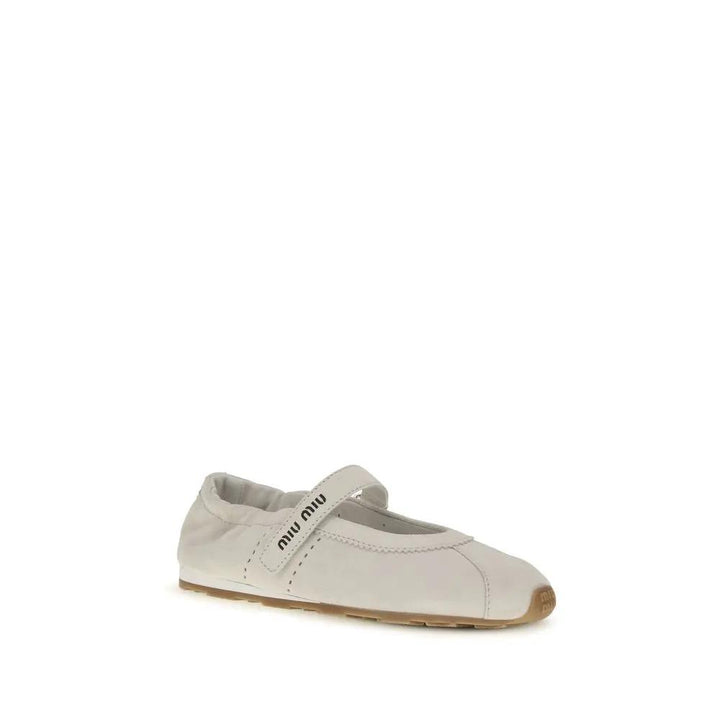 Miu Miu Sample Sale | Miu Miu White Calf Leather Bos Taurus Ballet Flats - | Designer outlet