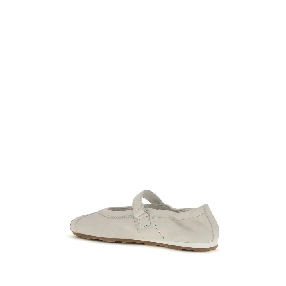 Miu Miu Sample Sale | Miu Miu White Calf Leather Bos Taurus Ballet Flats - | Designer outlet