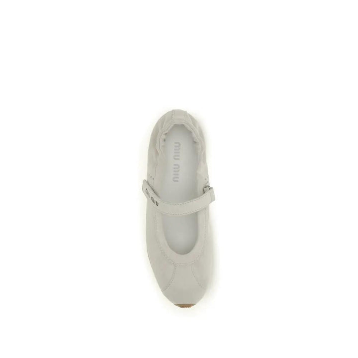 Miu Miu Sample Sale | Miu Miu White Calf Leather Bos Taurus Ballet Flats - | Designer outlet