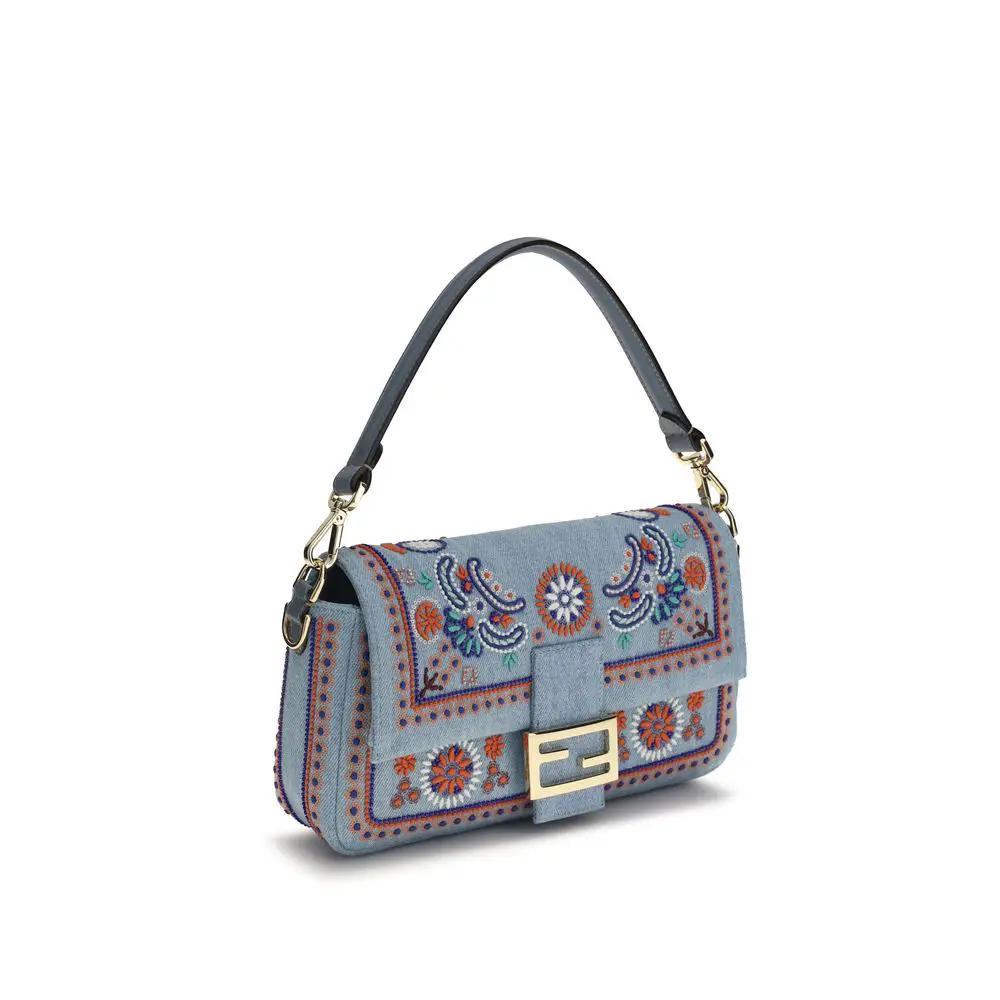 Fendi Sample Sale | Fendi Blue Cotton Shoulder Bag - | Designer outlet