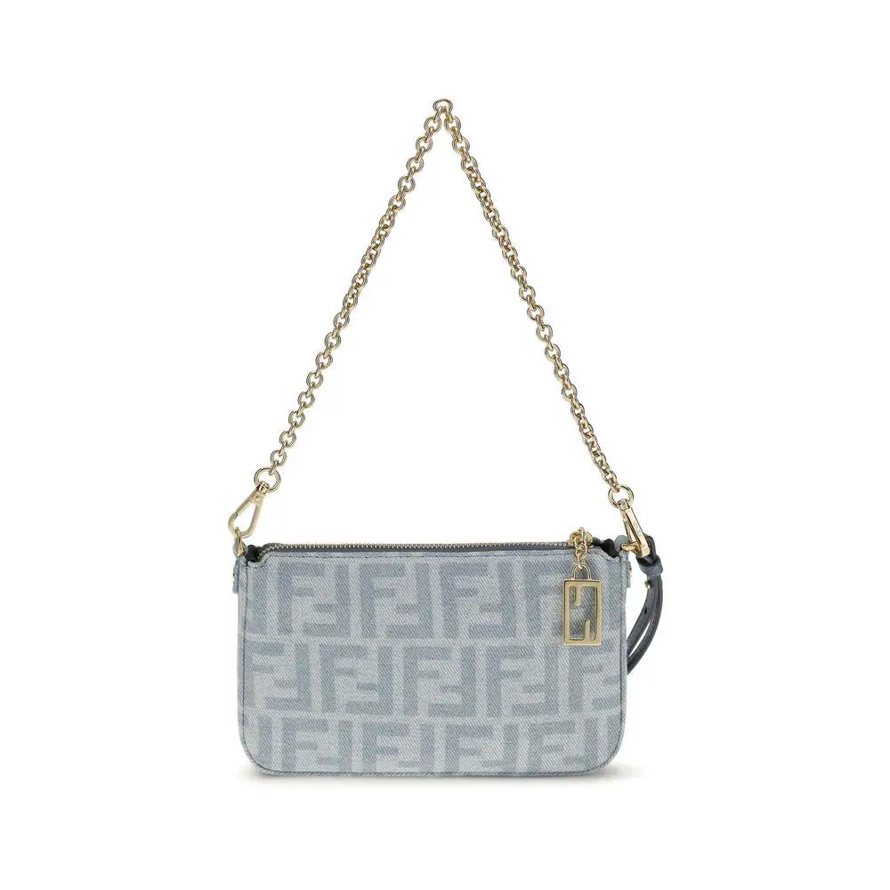Fendi Sample Sale | Fendi Blue Cotton Clutch Bag - | Designer outlet