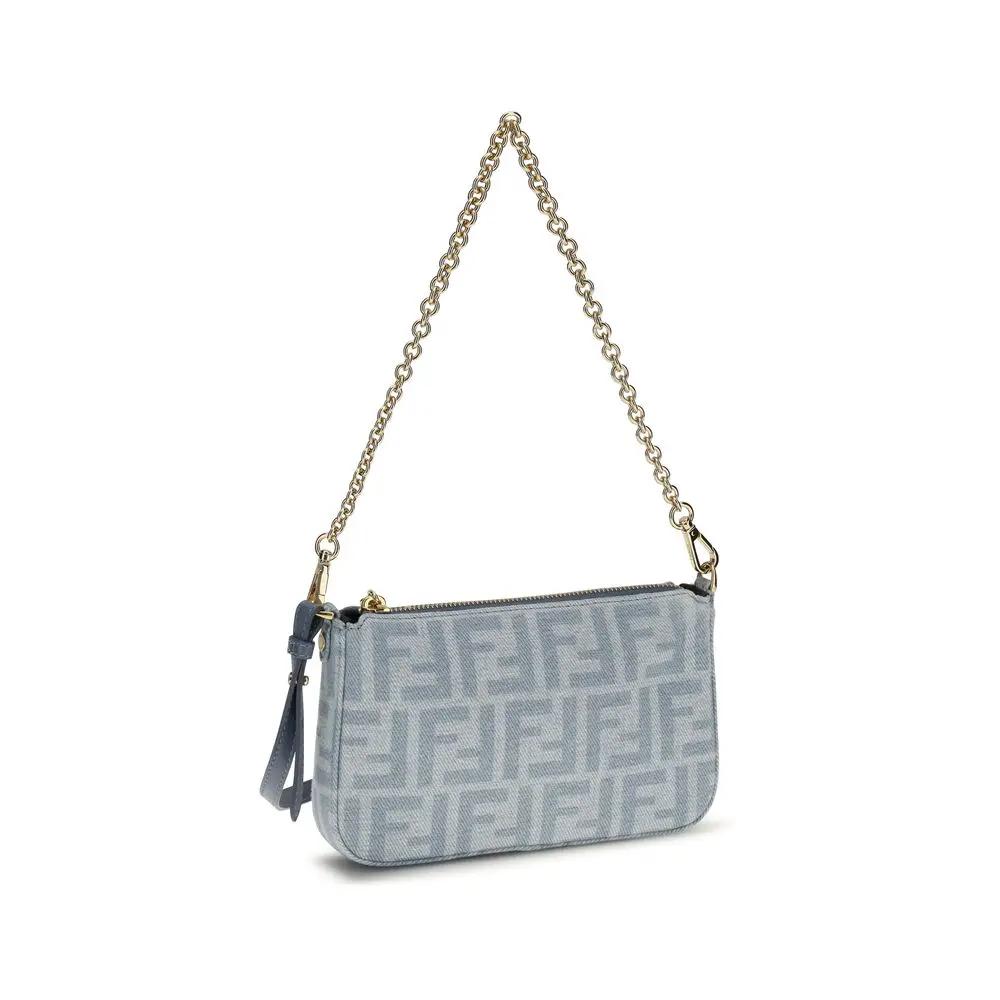 Fendi Sample Sale | Fendi Blue Cotton Clutch Bag - | Designer outlet
