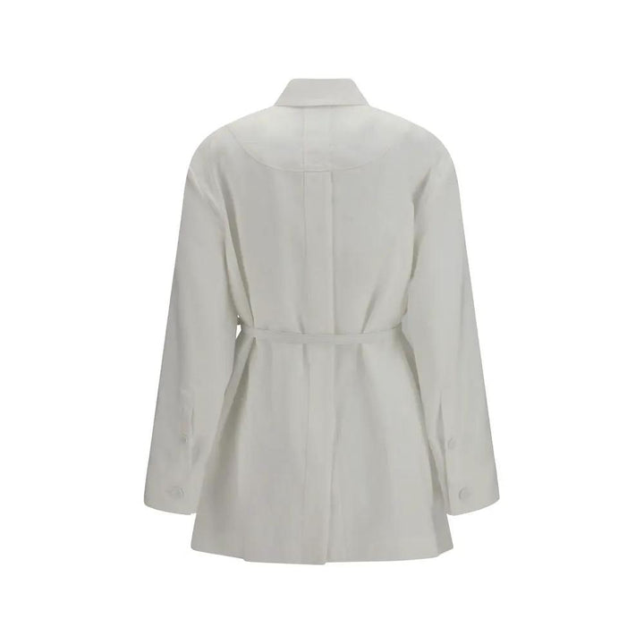 Fendi White Linen Full-Length Jacket