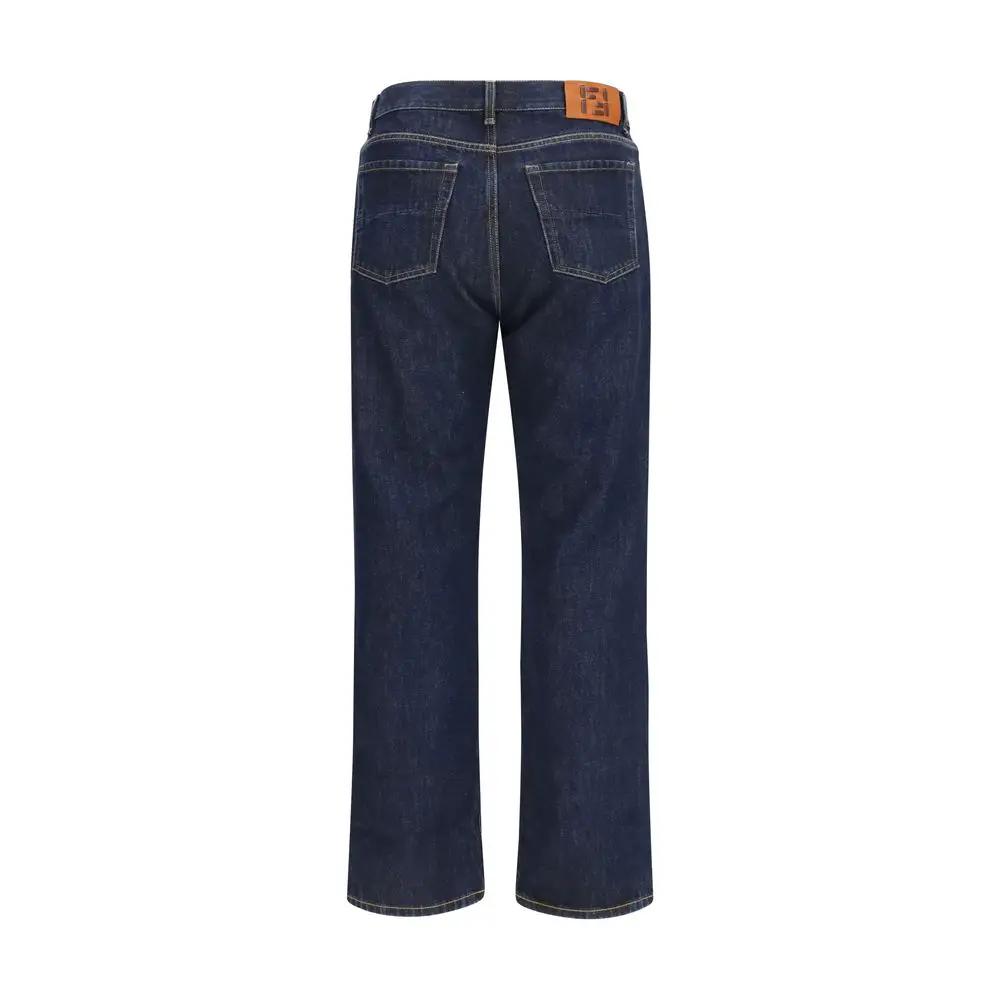 Fendi Sample Sale | Fendi Blue Cotton Straight-Leg Jeans - | Designer outlet