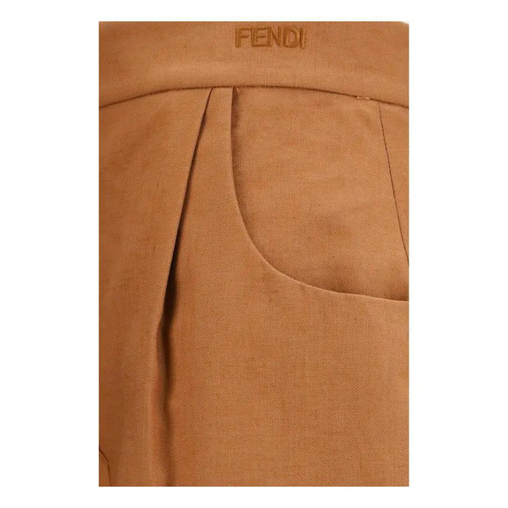 Fendi Sample Sale | Fendi Brown Linen Casual Pants - | Designer outlet