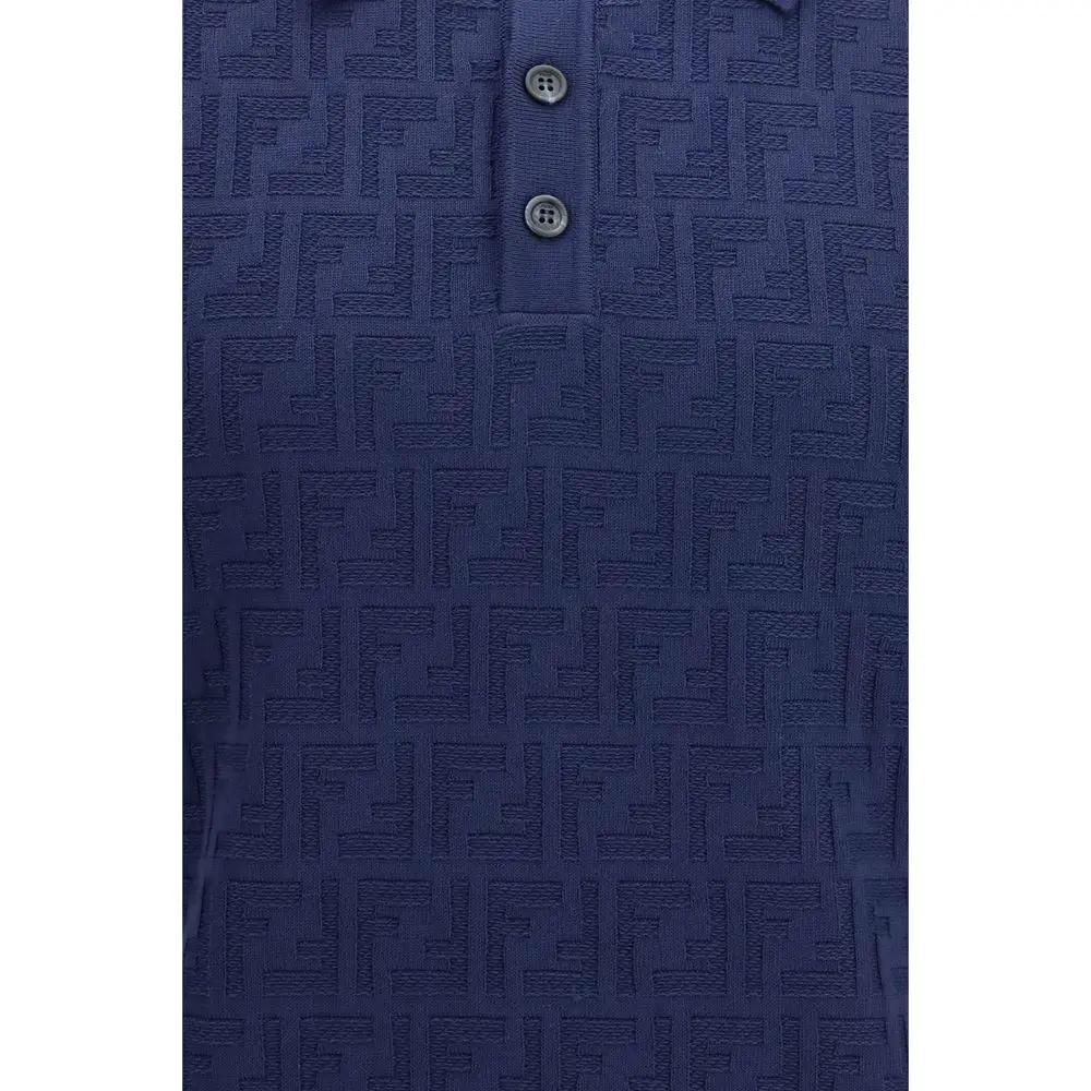 Fendi Sample Sale | Fendi Blue Cotton Polo Shirt - | Designer outlet