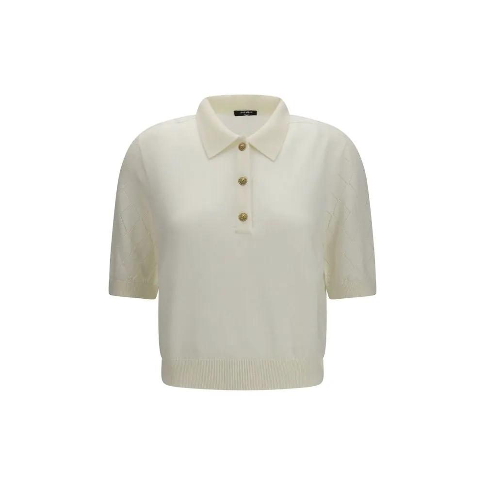 Balmain Sample Sale | Balmain White Wool Oves Aries Polo Shirt - | Designer outlet