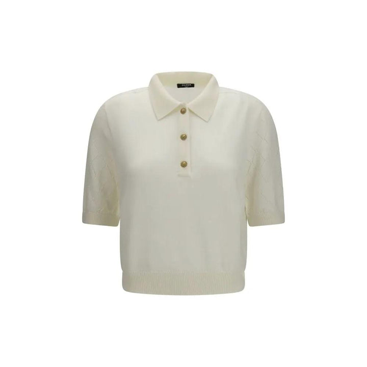 Balmain Sample Sale | Balmain White Wool Oves Aries Polo Shirt - | Designer outlet