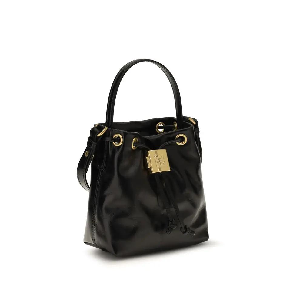 Balmain Sample Sale | Balmain Black Calf Leather Bos Taurus Backet Bag - | Designer outlet