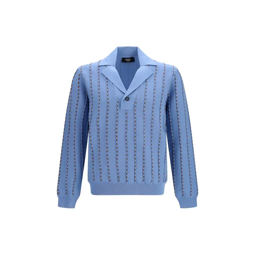 Fendi Blue Cotton Polo Shirt