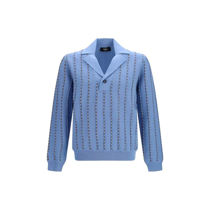 Fendi Blue Cotton Polo Shirt