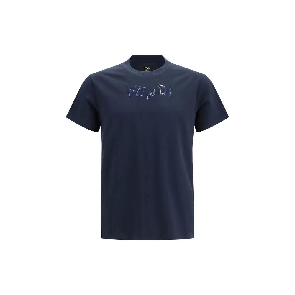 Fendi Blue Cotton T-Shirt