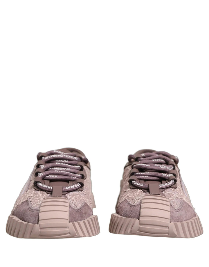 Dolce &amp; Gabbana Sample Sale | Dolce &amp; Gabbana Pink Lace NS1 Low Top Sneaker Sports Shoes - | Designer outlet