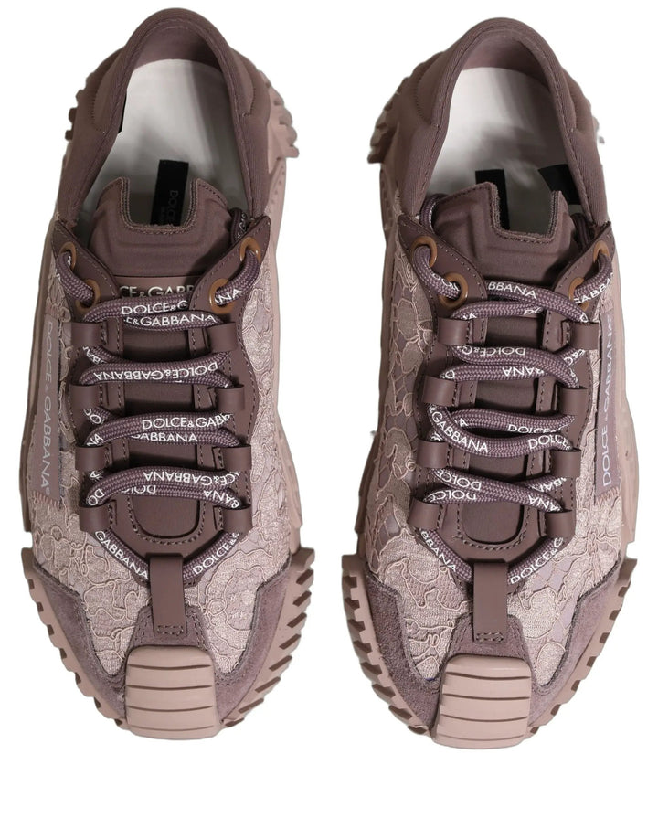 Dolce &amp; Gabbana Sample Sale | Dolce &amp; Gabbana Pink Lace NS1 Low Top Sneaker Sports Shoes - | Designer outlet