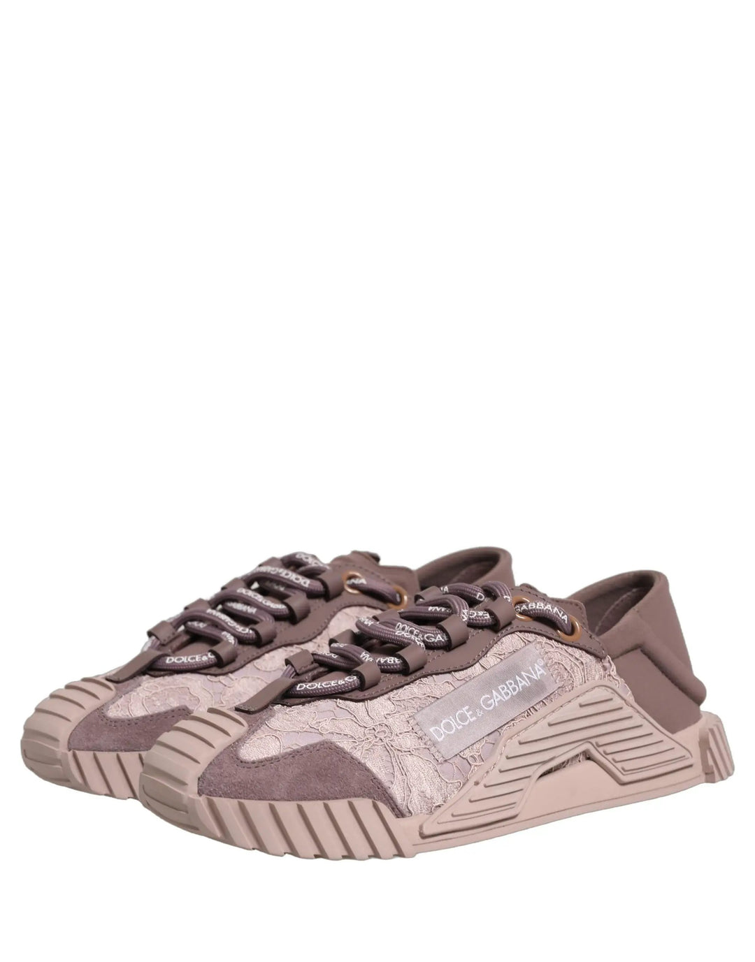 Dolce &amp; Gabbana Sample Sale | Dolce &amp; Gabbana Pink Lace NS1 Low Top Sneaker Sports Shoes - | Designer outlet