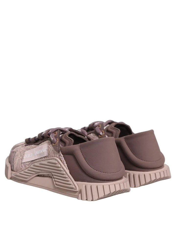 Dolce &amp; Gabbana Sample Sale | Dolce &amp; Gabbana Pink Lace NS1 Low Top Sneaker Sports Shoes - | Designer outlet
