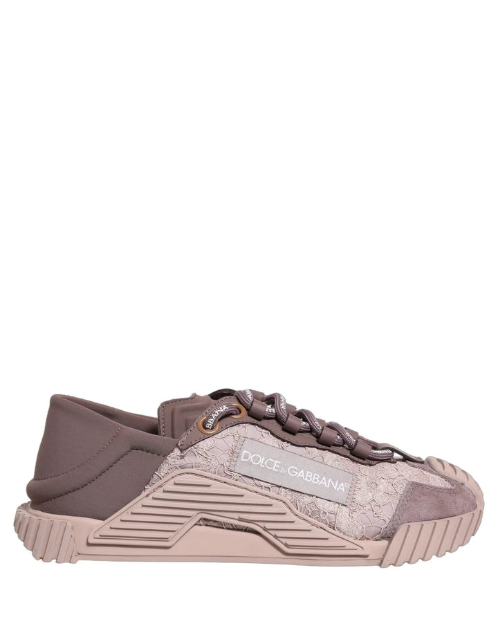 Dolce &amp; Gabbana Sample Sale | Dolce &amp; Gabbana Pink Lace NS1 Low Top Sneaker Sports Shoes - | Designer outlet