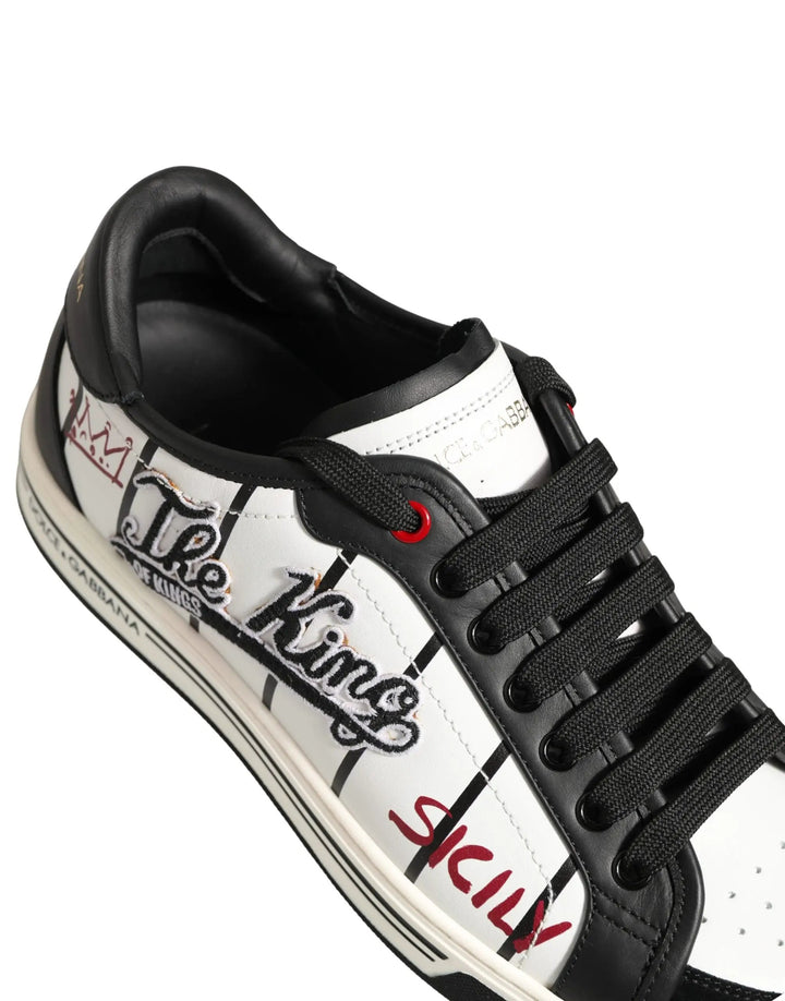 Dolce &amp; Gabbana Sample Sale | Dolce &amp; Gabbana White Black DG Logo King Patch Low-Top Sneaker Shoes - | Designer outlet
