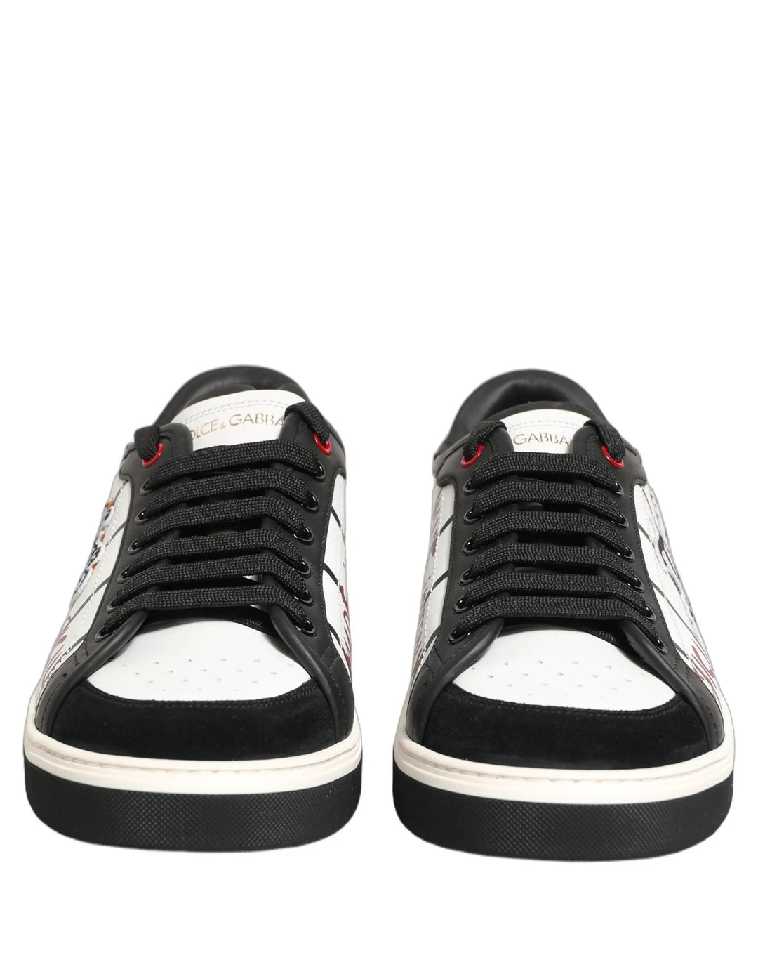 Dolce &amp; Gabbana Sample Sale | Dolce &amp; Gabbana White Black DG Logo King Patch Low-Top Sneaker Shoes - | Designer outlet