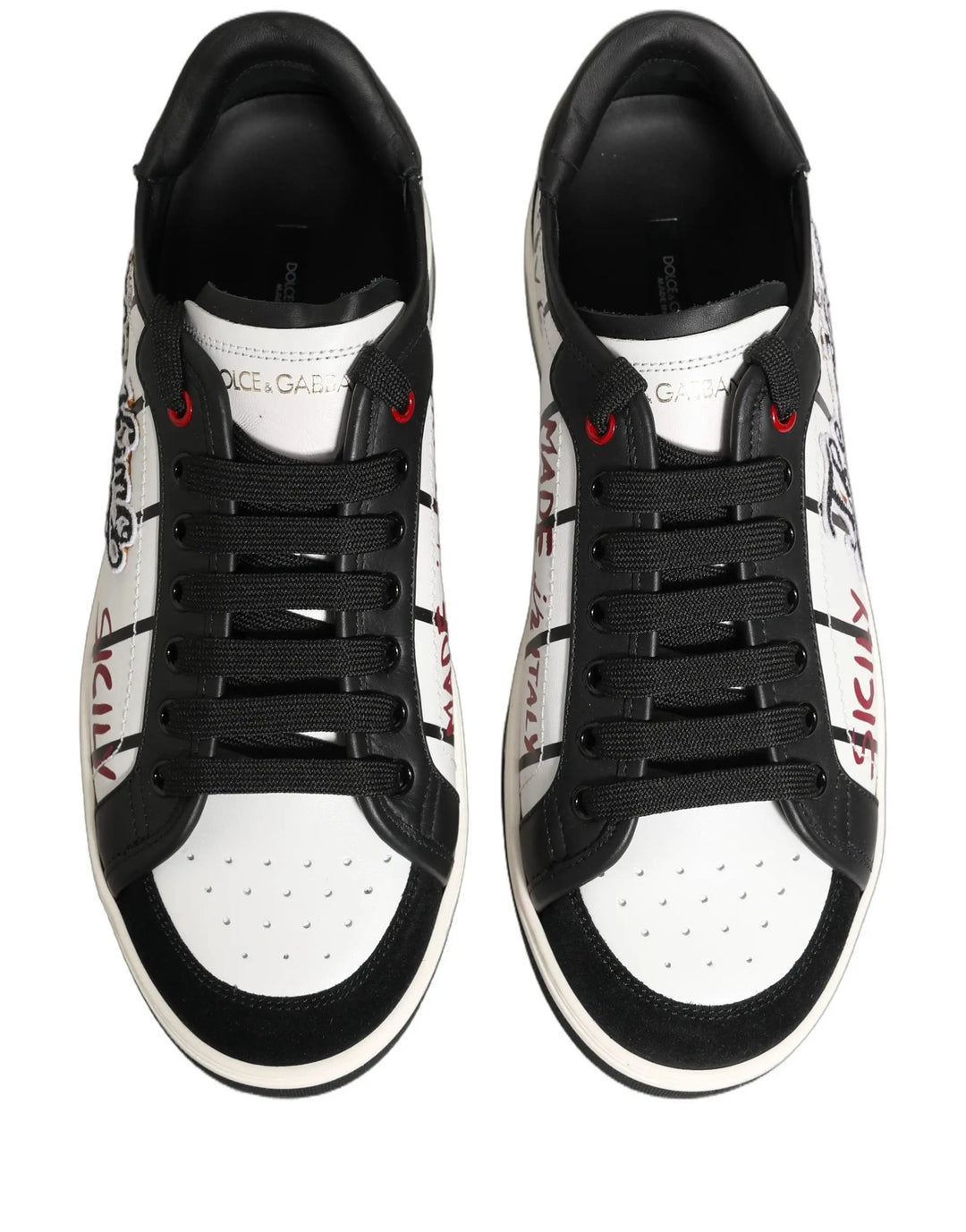 Dolce &amp; Gabbana Sample Sale | Dolce &amp; Gabbana White Black DG Logo King Patch Low-Top Sneaker Shoes - | Designer outlet