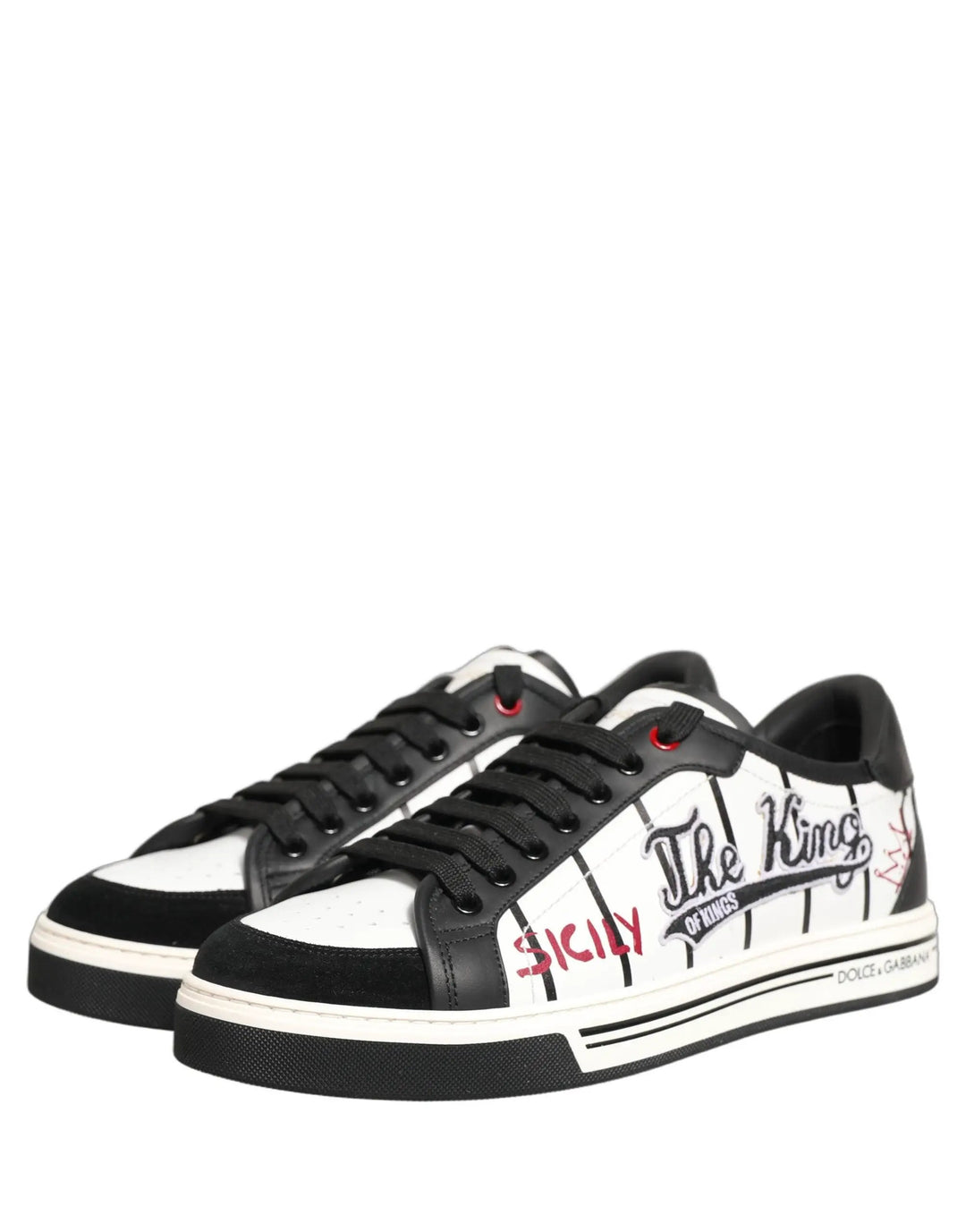 Dolce &amp; Gabbana Sample Sale | Dolce &amp; Gabbana White Black DG Logo King Patch Low-Top Sneaker Shoes - | Designer outlet