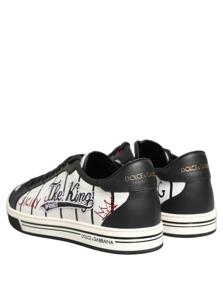 Dolce &amp; Gabbana Sample Sale | Dolce &amp; Gabbana White Black DG Logo King Patch Low-Top Sneaker Shoes - | Designer outlet