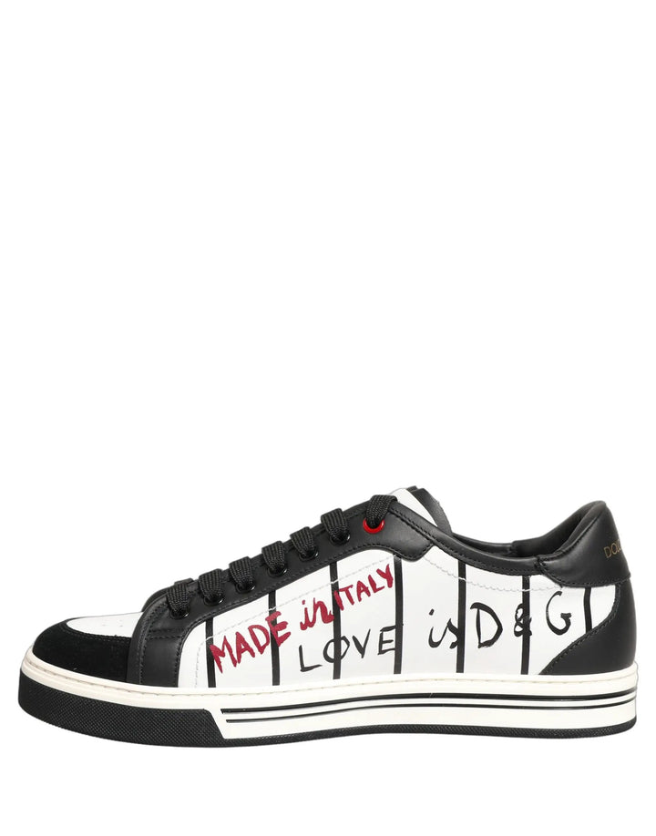 Dolce &amp; Gabbana Sample Sale | Dolce &amp; Gabbana White Black DG Logo King Patch Low-Top Sneaker Shoes - | Designer outlet