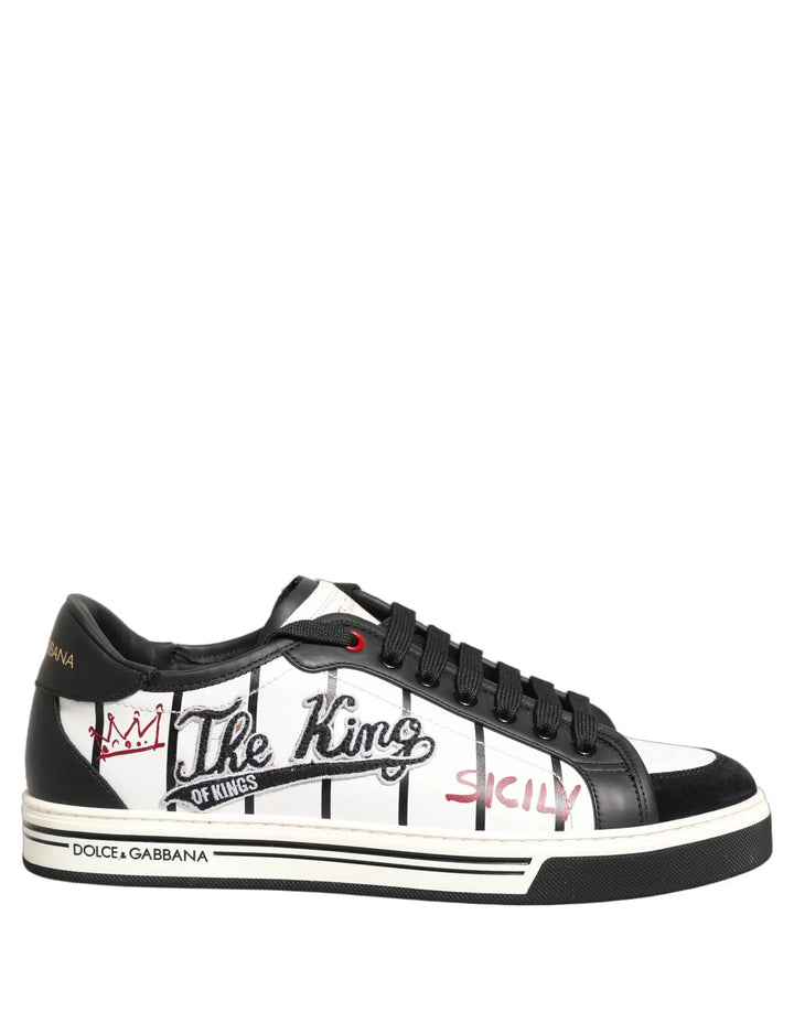 Dolce &amp; Gabbana Sample Sale | Dolce &amp; Gabbana White Black DG Logo King Patch Low-Top Sneaker Shoes - | Designer outlet