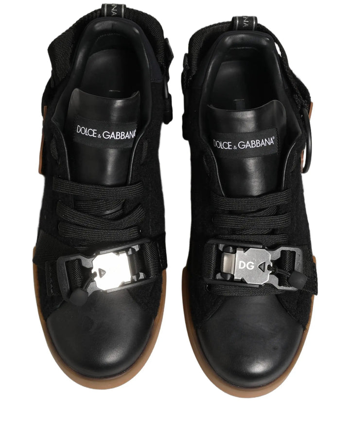 Dolce &amp; Gabbana Sample Sale | Dolce &amp; Gabbana Black Leather Low Trainers Men Sneakers Shoes - | Designer outlet