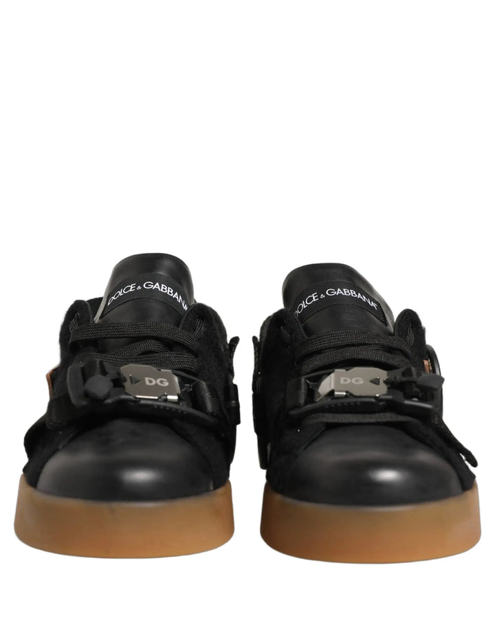 Dolce &amp; Gabbana Sample Sale | Dolce &amp; Gabbana Black Leather Low Trainers Men Sneakers Shoes - | Designer outlet